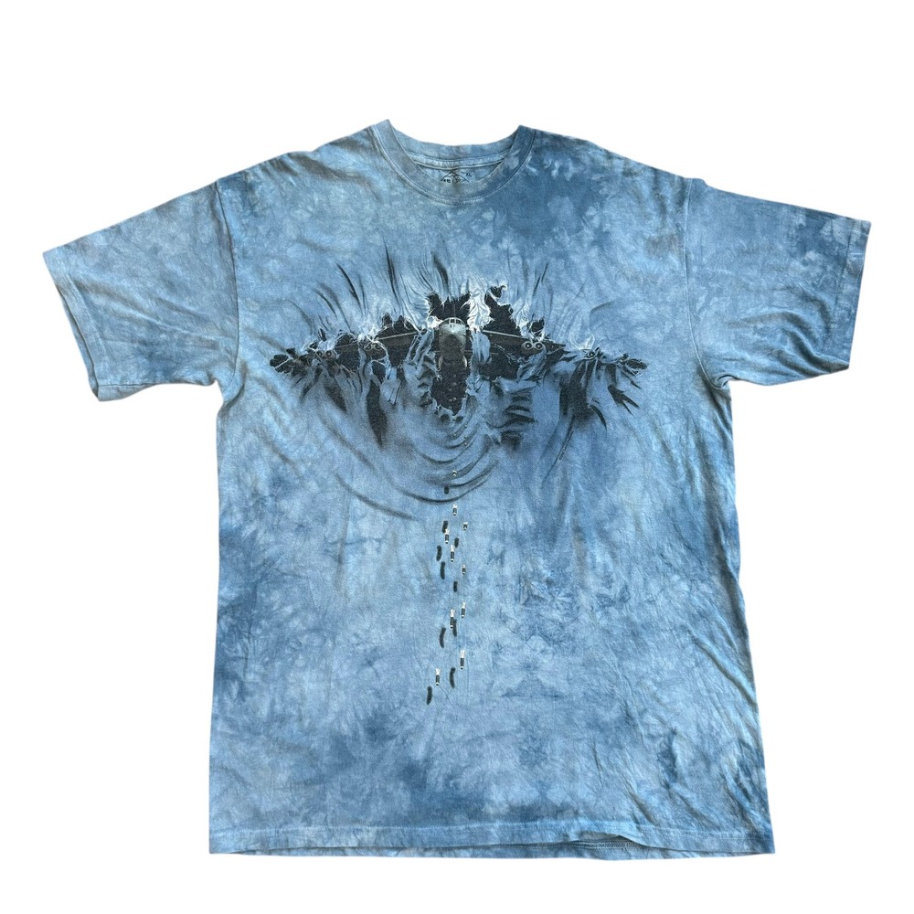 The Mountain B-52 Bomber Plane Tie Dye Graphic T-Shirt Blue Mens XL 2012 David P